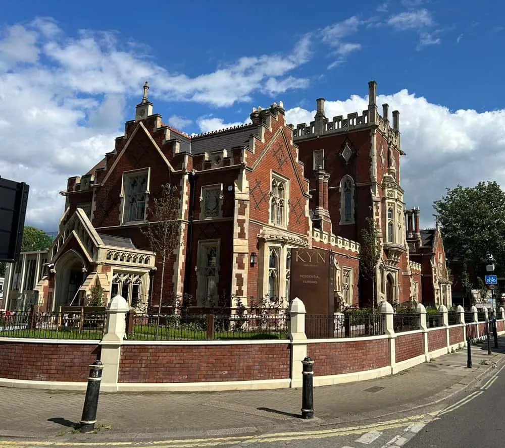 The Castle Club in Fulham, a Grade II listed Gothic Revival school in red brick and Bath stone